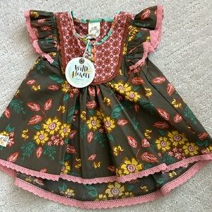 Wildflowers Dress with Pink and Brown Floral Accents